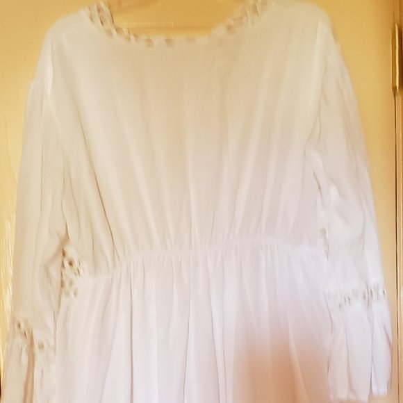 NWOT Crochet Trim Kimono Maxi Coverup Beach Wrap - Picture 2 of 5
